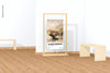 Long Wood Gallery Poster Display Mockup, Front View Psd