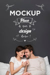 Loving Couple In Bed Mock-Up Psd