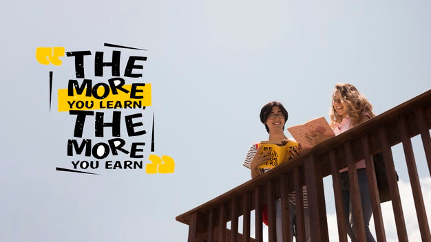 Low Angle People Studying With Sky Mock-Up Psd