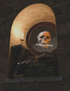 Low View Halloween Round Frame With Skull And Pile Of Books Psd