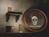 Low View Of Halloween Round Frame With Skull Psd