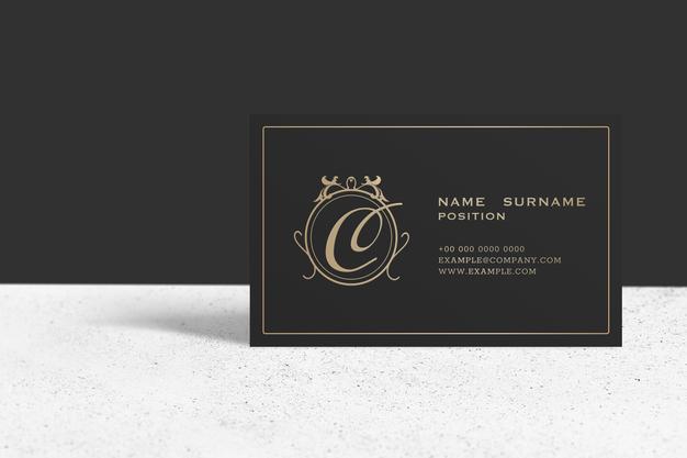 Luxury Business Card Mockup In Black And Gold Tone Psd