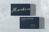 Luxury Business Card Mockup Psd In Dark Blue With Front And Rear View
