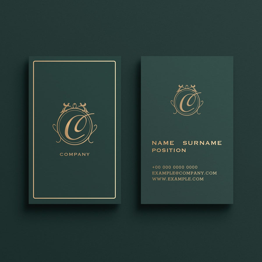Luxury Business Card Mockup Psd In Green Tone With Front And Rear View
