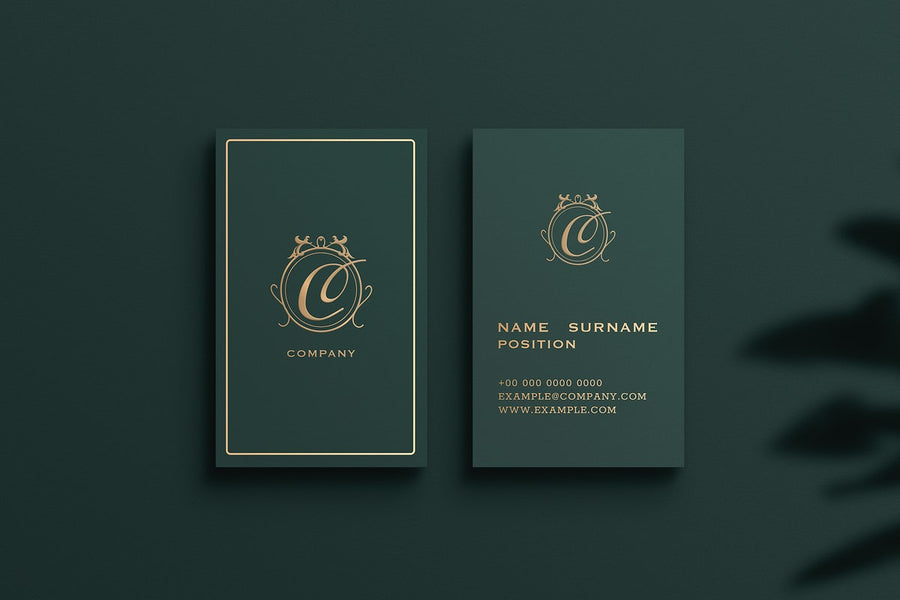 Luxury Business Card Mockup Psd In Green Tone With Front And Rear View