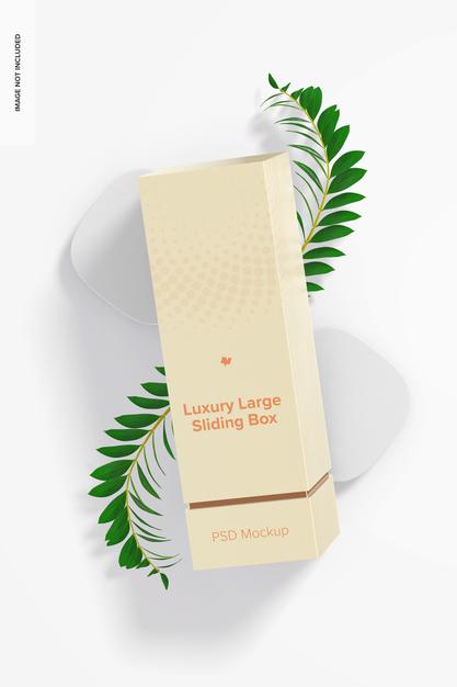 Luxury Large Sliding Box With Leaves Mockup Psd