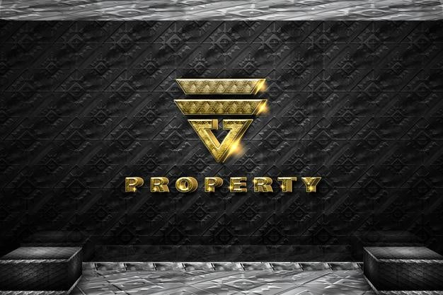 Luxury Office Room 3D Wall Logo Mockup Psd