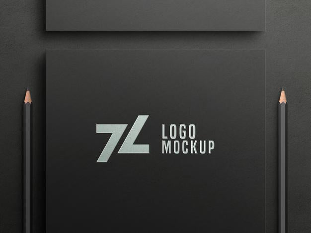 Luxury Silver Foil Logo Mockup On Black Paper Psd