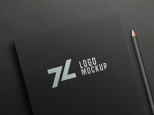 Luxury Silver Foil Logo Mockup On Black Paper Psd