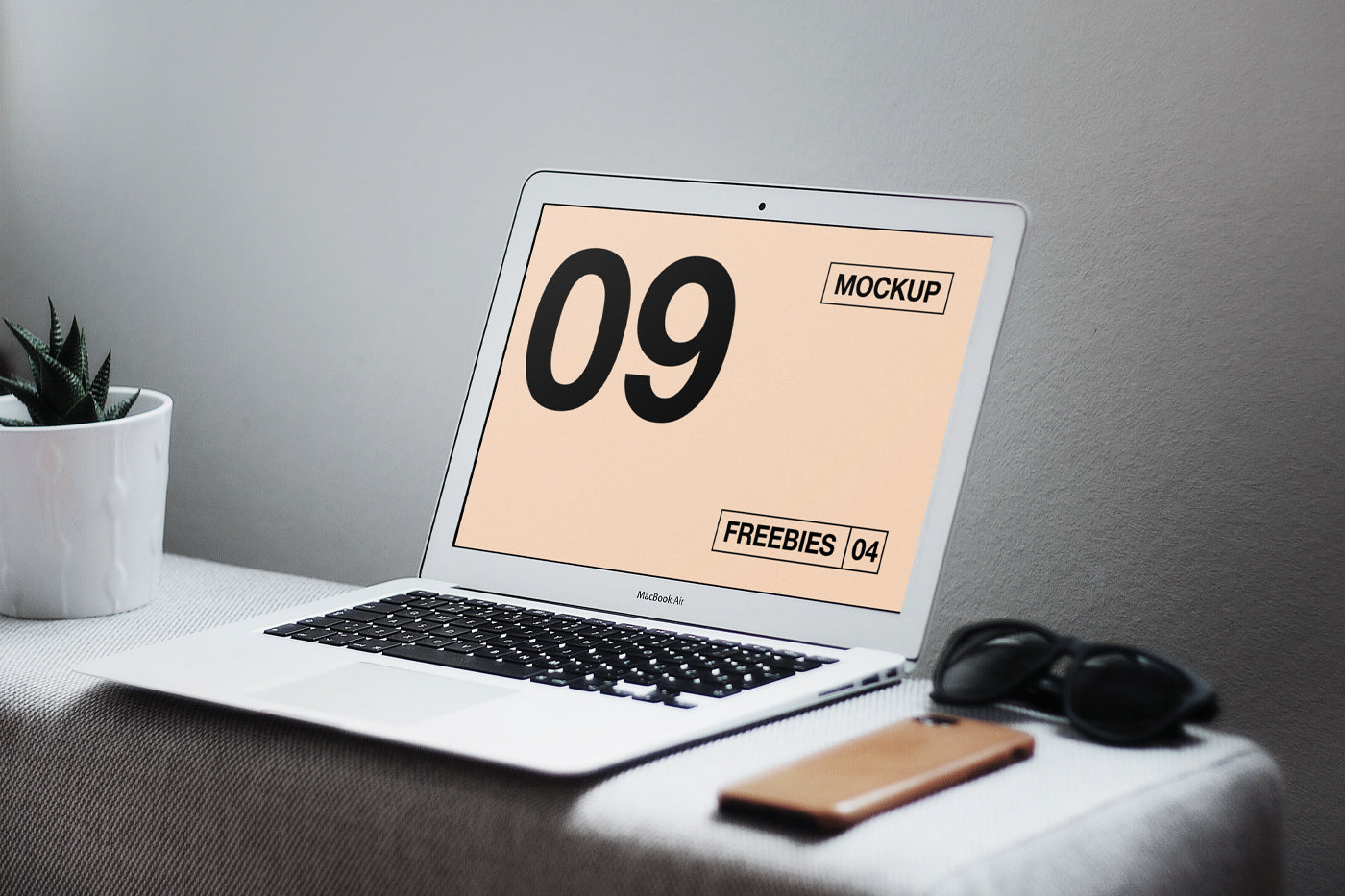 Macbook Air On Table Mockup
