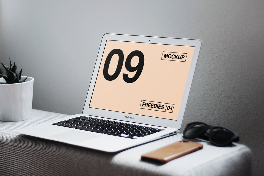 Macbook Air On Table Mockup