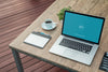 Macbook Next To Morning Coffee Cup Mockup Scene