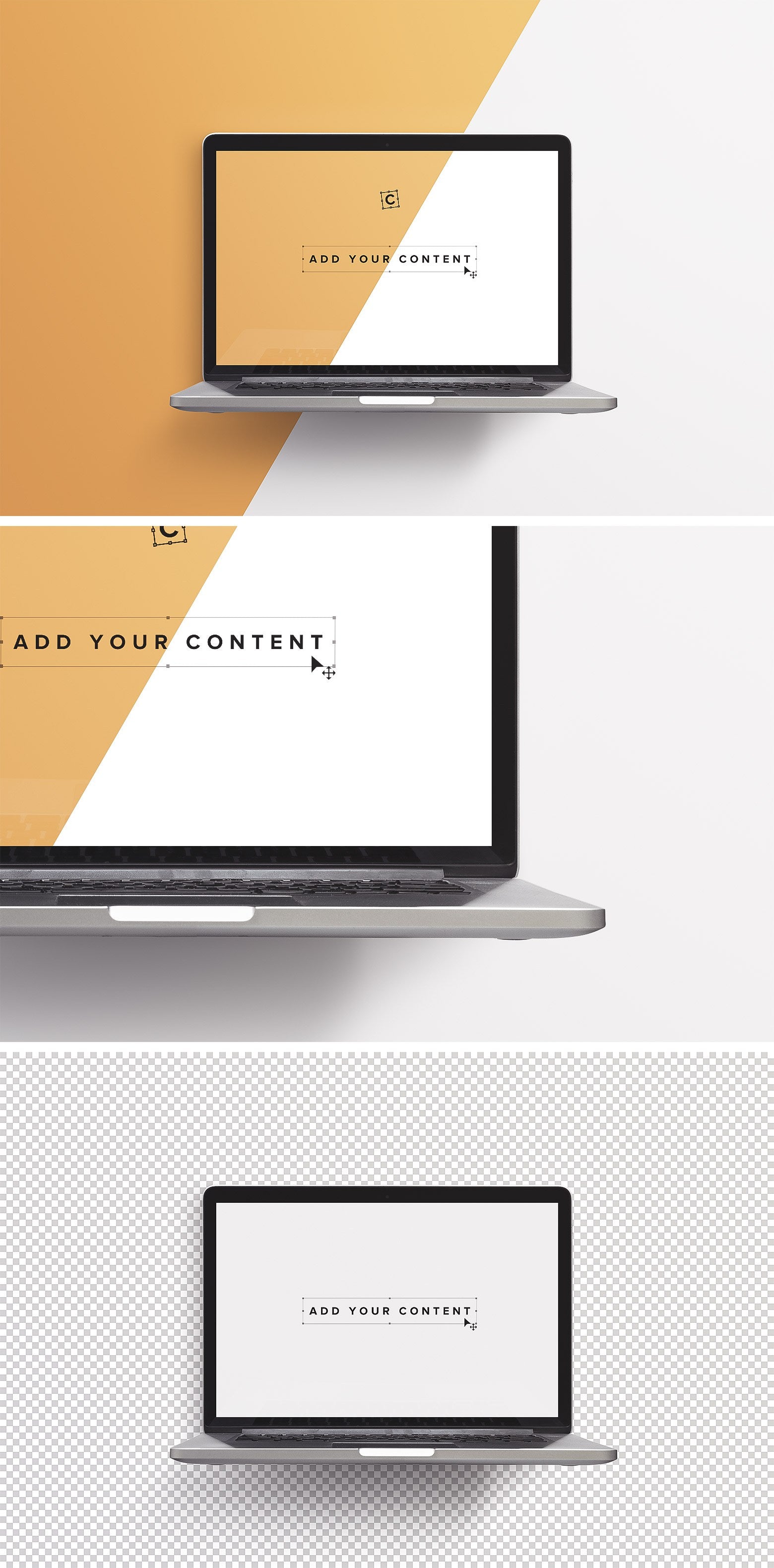 Front View of Modern Laptop Macnook Pro Mockup