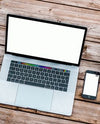 Macbook Pro And Iphone On A Table Mockup Template