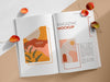 Magazine And Leaves Above View Psd