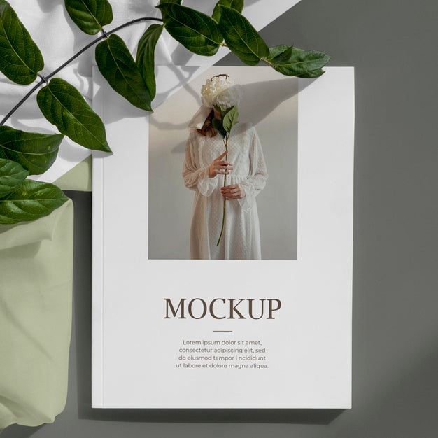 Magazine And Leaves Assortment Above View Psd