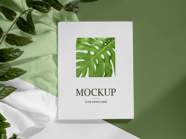 Magazine And Leaves Assortment Flat Lay Psd