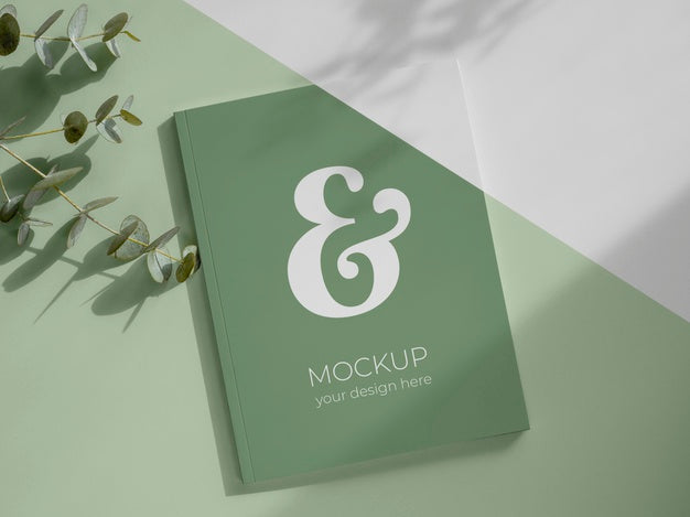Magazine And Leaves Mockup Flat Lay Psd