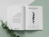Magazine And Plant Mockup Top View Psd