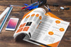 Magazine And Smartphone Mockup On Wooden Table With Pens And Rulers Psd