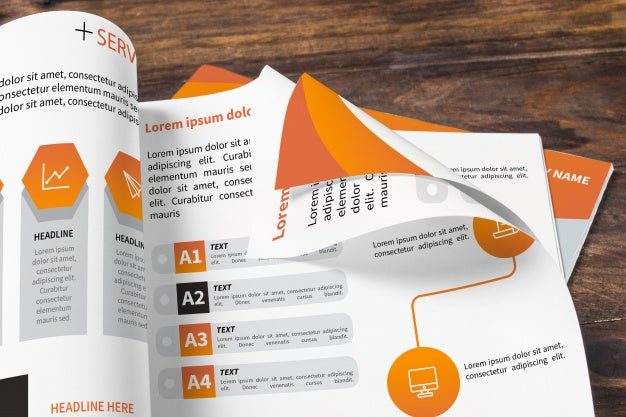 Magazine Mockup On Wooden Table Psd