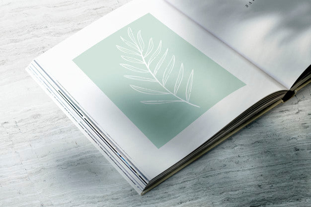 Magazine Mockup With A Leaf Psd
