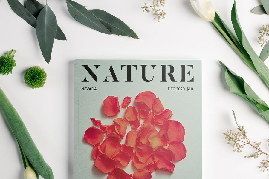 Magazine With Flowers Mockup