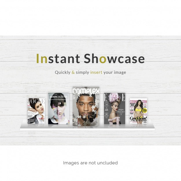 Magazines On Shelf Mock Up Psd