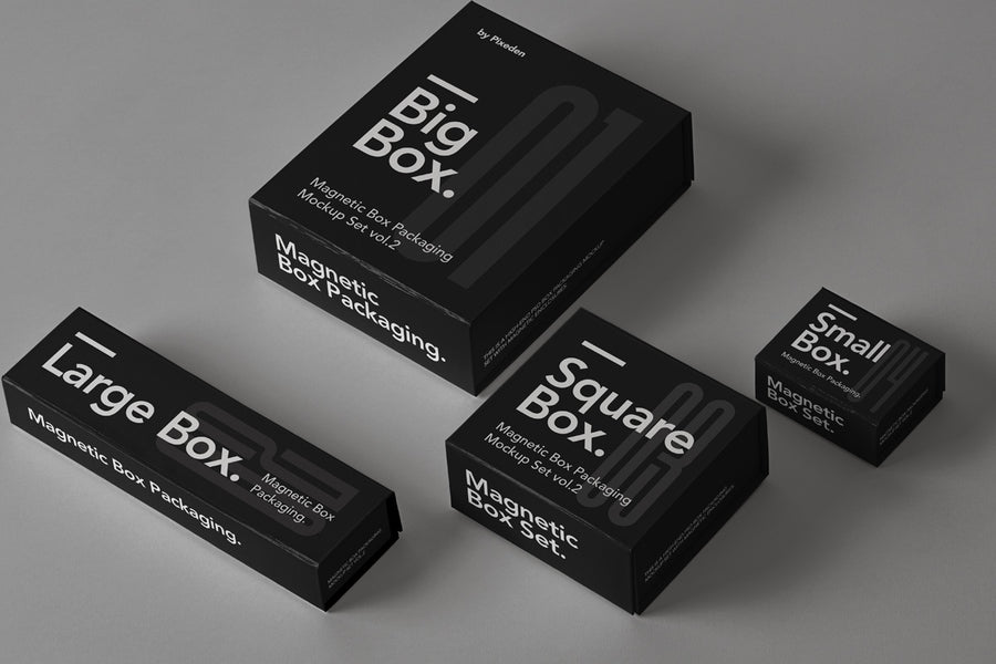 Magnetic Psd Box Packaging Mockup Set 2