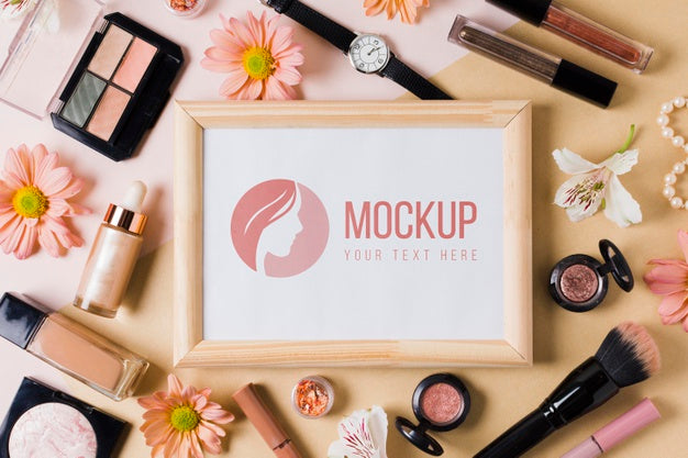 Make-Up Accesories Concept Mock-Up Psd