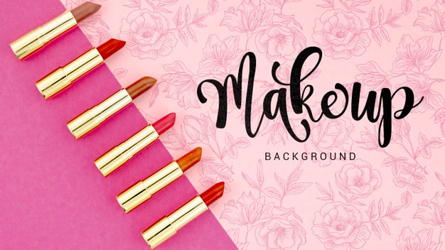 Make Up Background With Lipsticks Psd