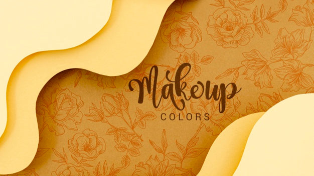 Make Up Colors Background With Flowers Psd
