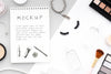 Make-Up Cosmetics Assortment With Notepad Mock-Up Psd
