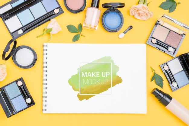 Make-Up Products Arrangement Above View Psd