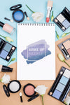 Make-Up Products Arrangement Flat Lay Psd