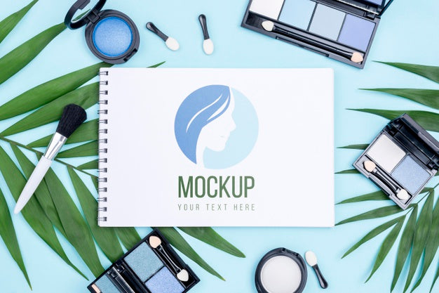 Make-Up Products Arrangement Top View Psd