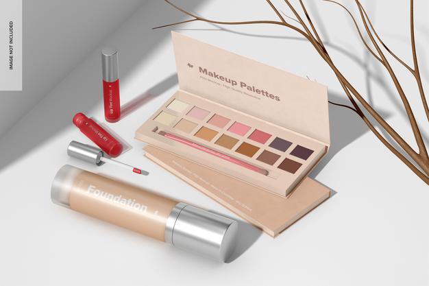 Makeup Palettes Mockup, Perspective View Psd