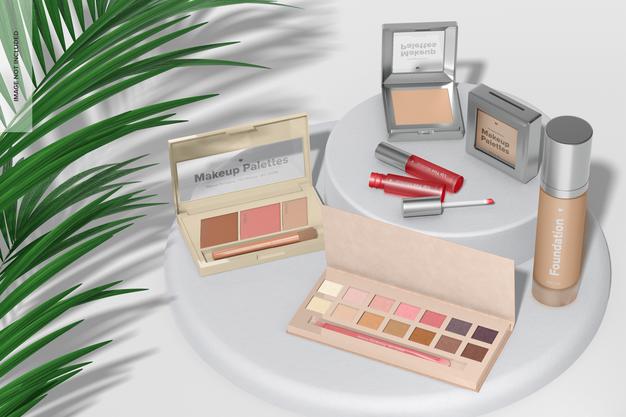 Makeup Palettes Mockup, Perspective View Psd