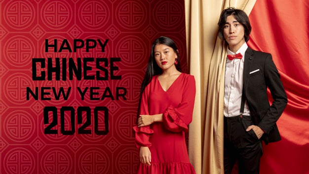 Male And Woman Prepared For New Year Night Psd