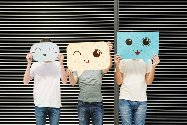 Male Friends Posing With Placards Psd