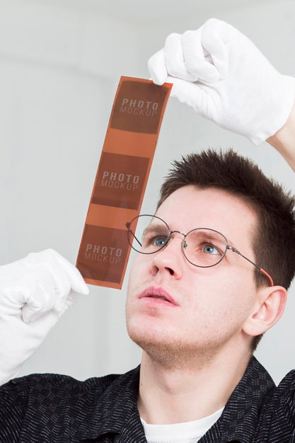 Male Photographer Looking At Camera Film Psd