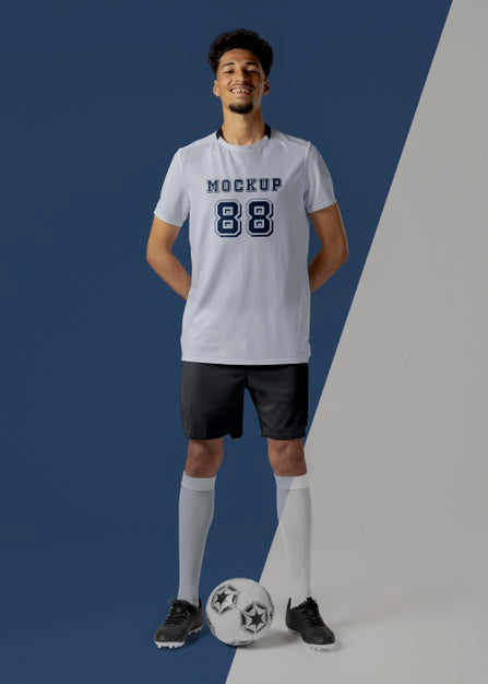 Male Soccer Player Apparel Mock-Up Psd