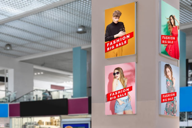 Mall Advertising Mock-Ups Long View Psd