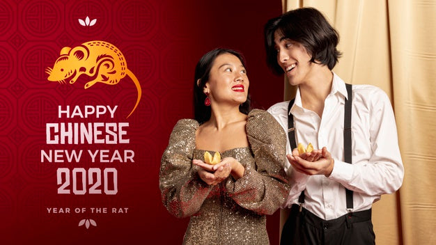 Man And Woman Dressed Elegant For New Year Night Psd