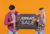 Man And Woman Holding A Sign Concept Mock-Up Psd
