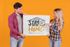 Man And Woman Holding A Sign Concept Mock-Up Psd