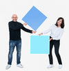 Man And Woman Holding Squares Psd