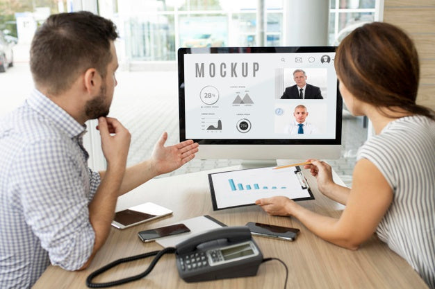 Man And Woman Working On A Project Together Psd