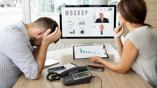 Man And Woman Working On A Project Together Psd