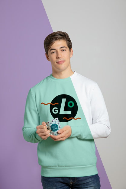 Man Dressed In Sweater Holding Mug Psd